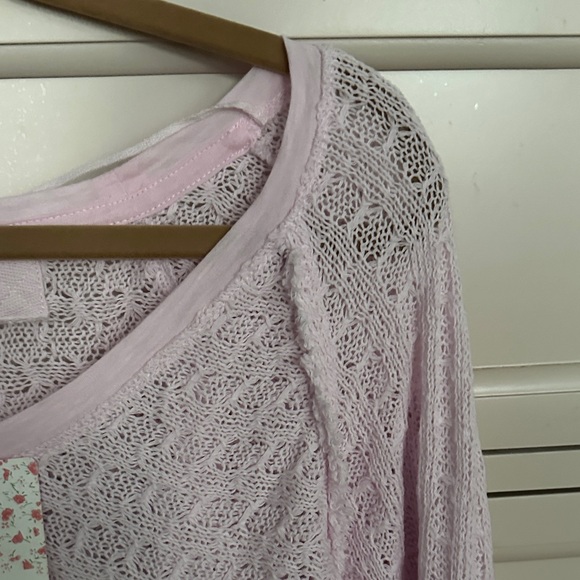 Free People Soft Pink Embroidered Knit Sweater - Picture 3 of 6